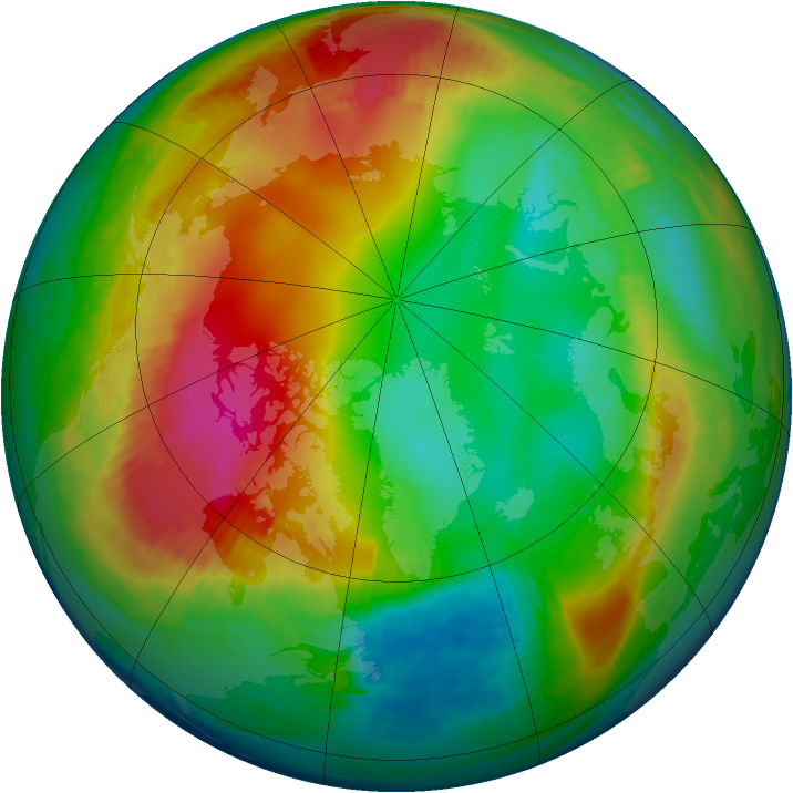 Arctic ozone map for 27 January 1990